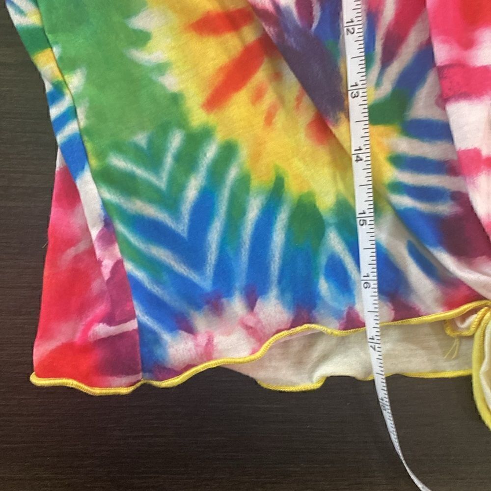 Shein tie dye cropped short sleeve shirt graphic happy XL - Picture 7 of 7